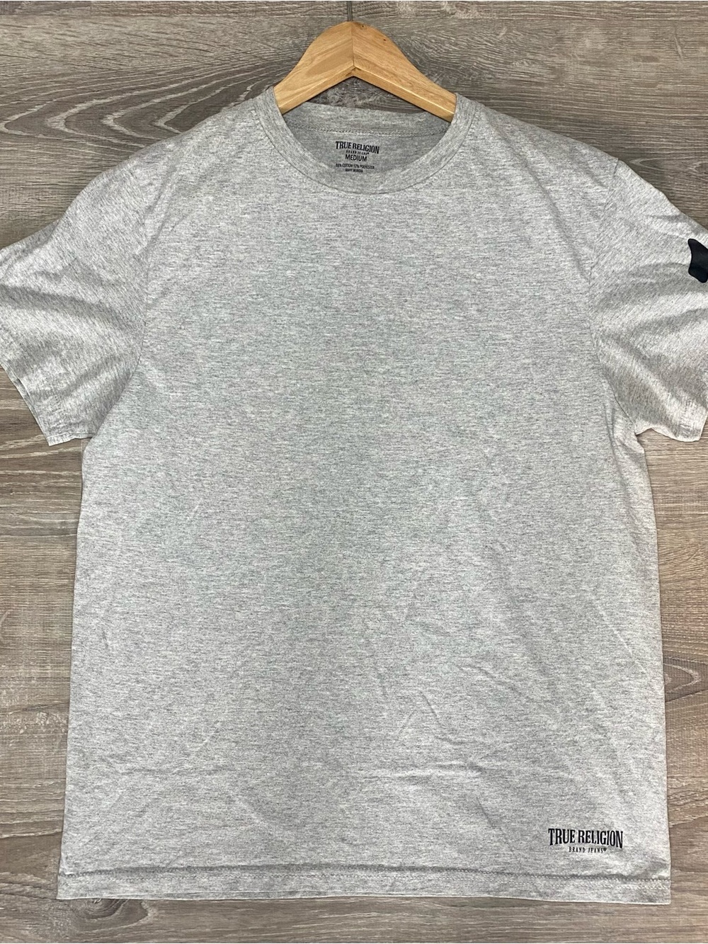 True Religion Men’s Gray Crew Neck T-Shirt Medium Horseshoe Logo Tee